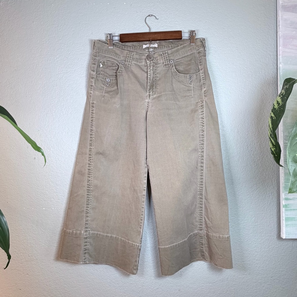 Z Cavaricci Vintage Wide Leg Low Rise Olive Khaki Y2K  Bohemian Guacho Crop 30